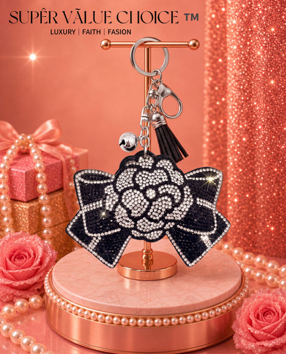 SUPERVALUECHOICE HCSESA00025 Crystal Camellia Bow Keychain & Brooch