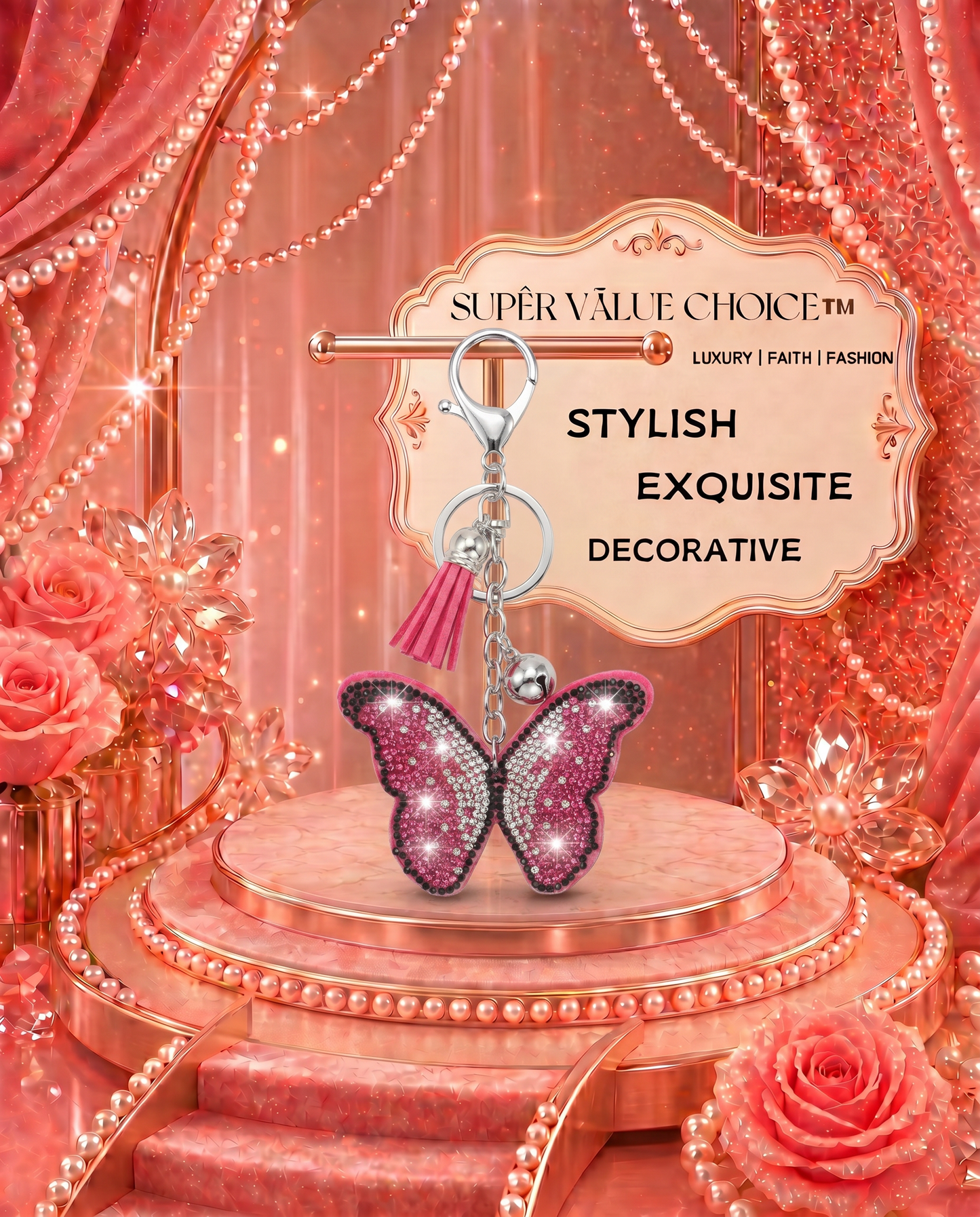 SUPERVALUECHOICE HCSESA00047 Bling Butterfly Brooch Pin & Keyring
