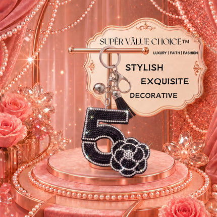 SUPERVALUECHOICE HCSESA00030 Bling Number 5 Brooch Pin & Keyring with Tassel