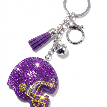 SUPERVALUECHOICE HCSESA00051 Sparkly Crystal Sports Helmet Keychain&Brooch