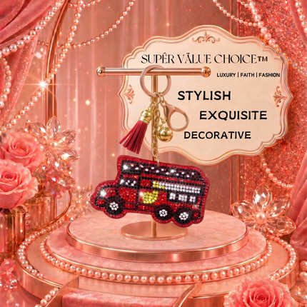 SUPERVALUECHOICE HCSESA00035 Rhinestone Double Decker Bus Keychain & Brooch