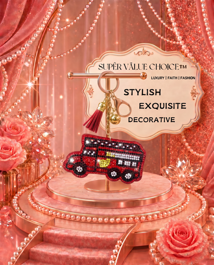 SUPERVALUECHOICE HCSESA00035 Rhinestone Double Decker Bus Keychain & Brooch