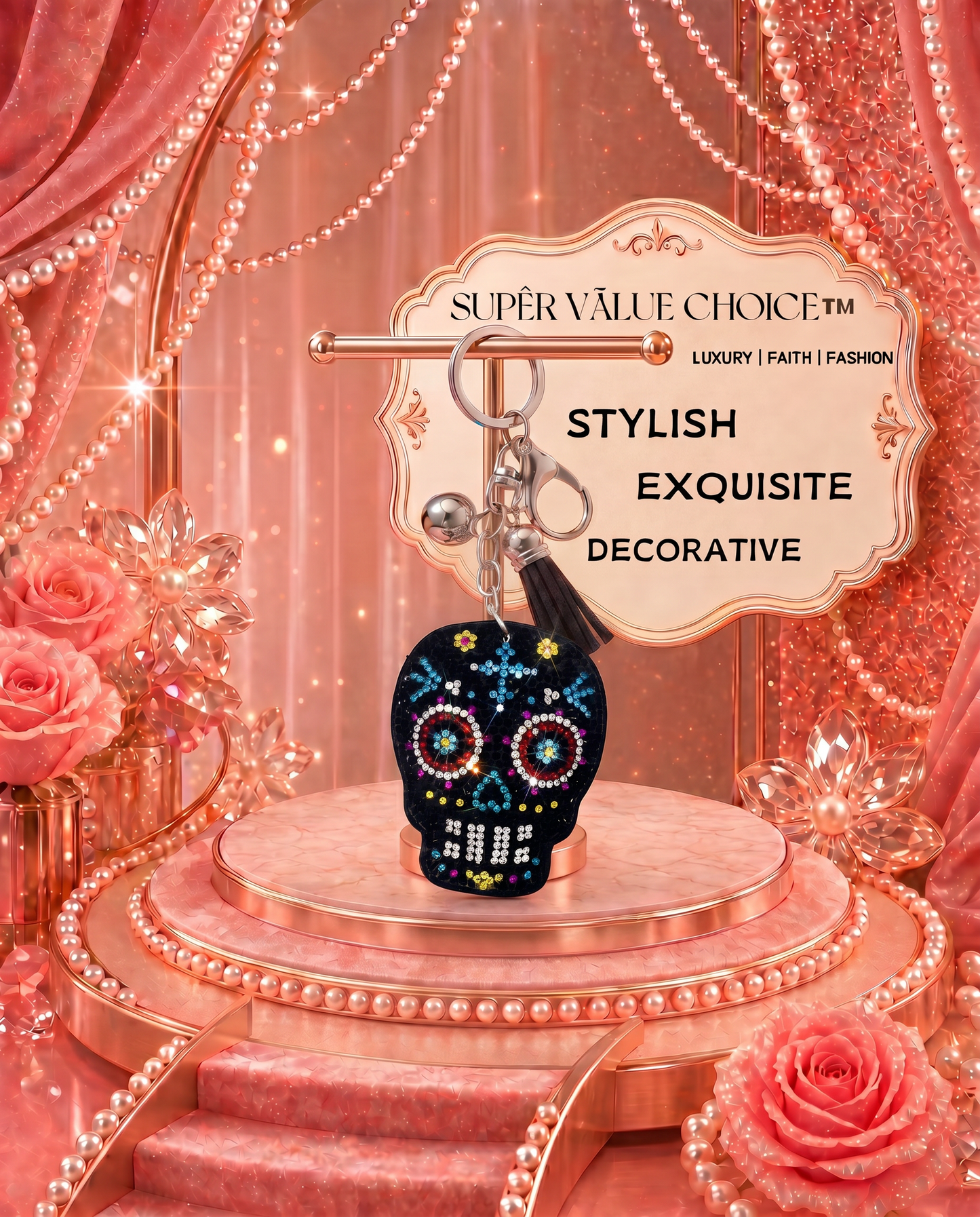 SUPERVALUECHOICE HCSESA00036 Bling Colorful Skull Brooch Brooch & Keyring