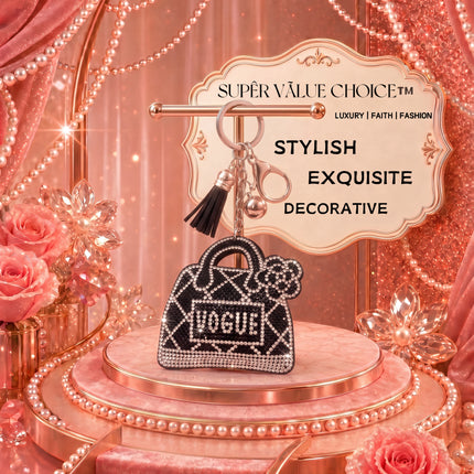 SUPERVALUECHOICE HCSESA00031 Sparkly Black Handbag Rhinestone Keychain&Brooch