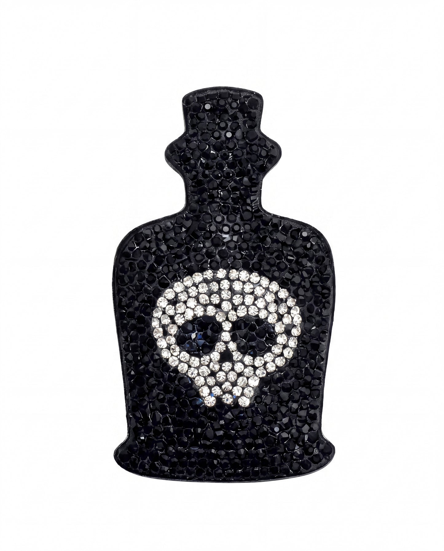 SUPERVALUECHOICE HCSESA00033 Sparkly Black Skull Bottle Rhinestone Keychain & Brooch