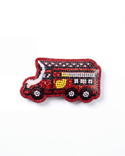 SUPERVALUECHOICE HCSESA00035 Rhinestone Double Decker Bus Keychain & Brooch