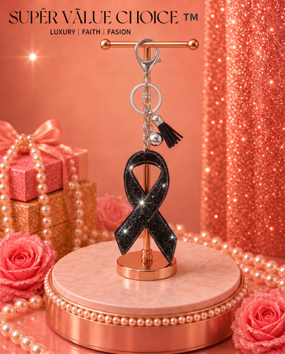 SUPERVALUECHOICE HCSESA00048 Sparkly Rhinestone Ribbon Keychain Brooch