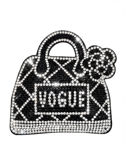 SUPERVALUECHOICE HCSESA00031 Sparkly Black Handbag Rhinestone Keychain&Brooch