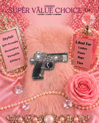 SUPERVALUECHOICE HCSESA00042 Rhinestone Gun Keychain & Brooch Sparkly Accessory