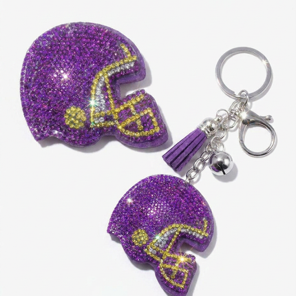 SUPERVALUECHOICE HCSESA00051 Sparkly Crystal Sports Helmet Keychain&Brooch