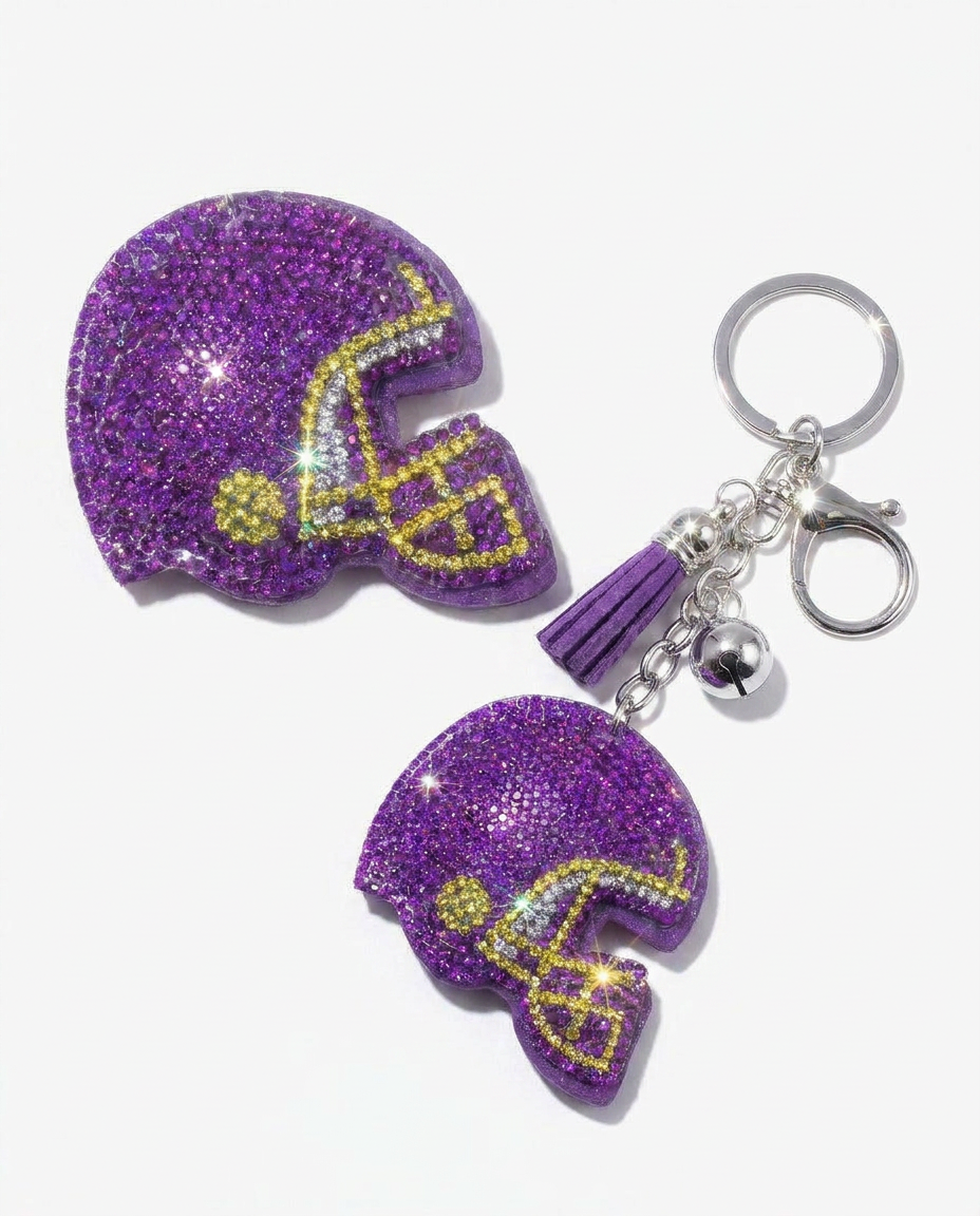 SUPERVALUECHOICE HCSESA00051 Sparkly Crystal Sports Helmet Keychain&Brooch