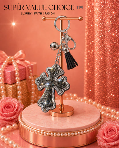 SUPERVALUECHOICE HCSESA00024 Rhinestone Cross Keychain & Brooch