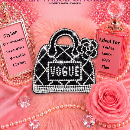 SUPERVALUECHOICE HCSESA00031 Sparkly Black Handbag Rhinestone Keychain&Brooch