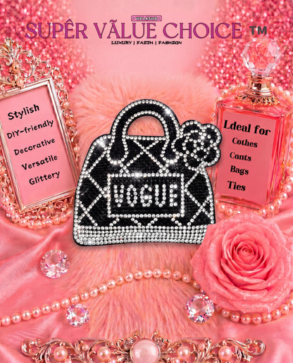 SUPERVALUECHOICE HCSESA00031 Sparkly Black Handbag Rhinestone Keychain&Brooch