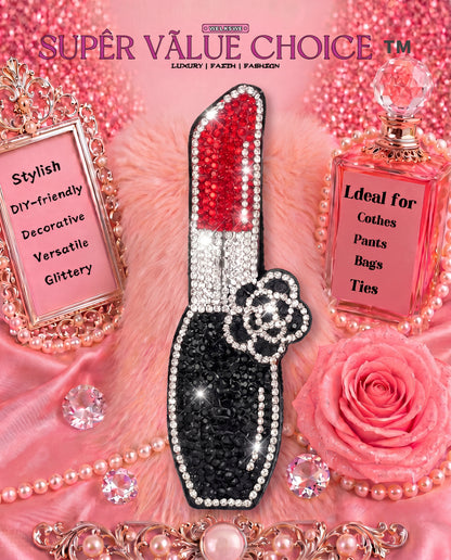 SUPERVALUECHOICE HCSESA00034 Rhinestone Lipstick Keychain & Brooch Sparkly Accessory