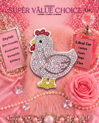 SUPERVALUECHOICE HCSESA00039 Rhinestone Chicken Keychain & Brooch Sparkly Accessory