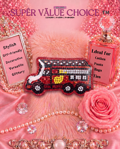 SUPERVALUECHOICE HCSESA00035 Rhinestone Double Decker Bus Keychain & Brooch