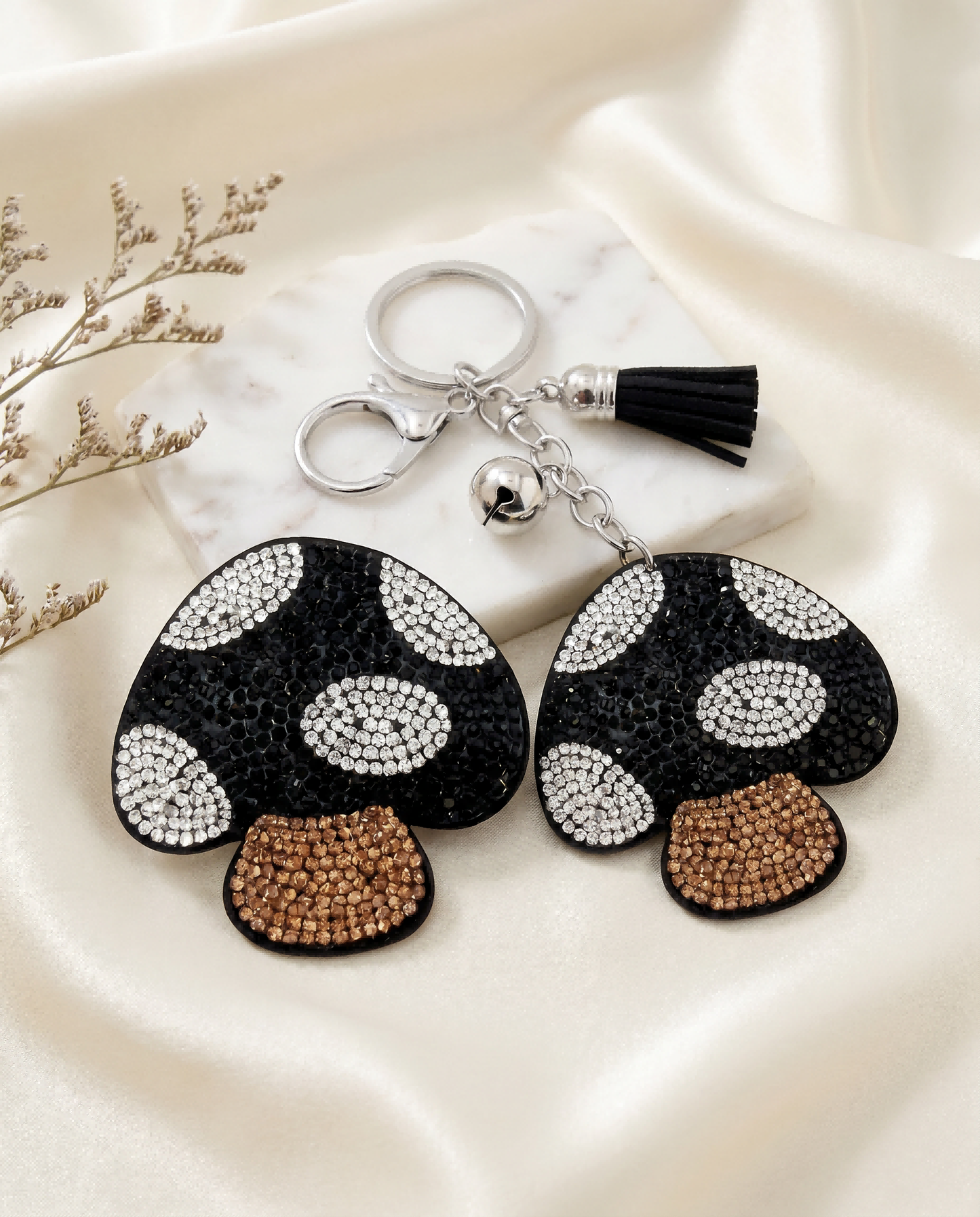 SUPERVALUECHOICE HCSESA00032 Bling Mushroom Brooch Pin & Keyring with Tassel