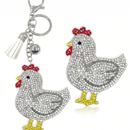 SUPERVALUECHOICE HCSESA00039 Rhinestone Chicken Keychain & Brooch Sparkly Accessory