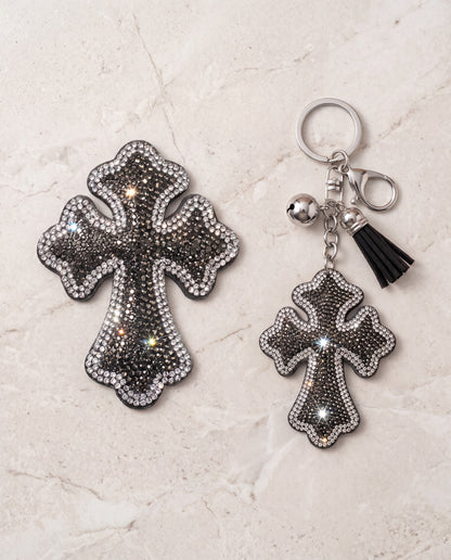 SUPERVALUECHOICE HCSESA00024 Rhinestone Cross Keychain & Brooch