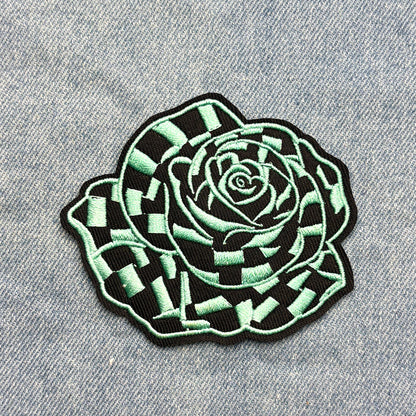 SUPERVALUECHOICE HCSEYSB00109 6Pcs Checkered Rose Embroidered Iron On Patches Multicolor Floral Clothing DIY Appliques