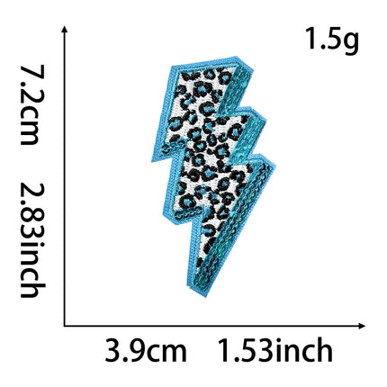 SUPERVALUECHOICE HCSEYSB00002 5 Pack Sequin Trim Leopard Print Lightning Bolt Iron On Patches Sparkly Embroidered Appliques for Jacket Hat Backpack DIY Clothing Decor