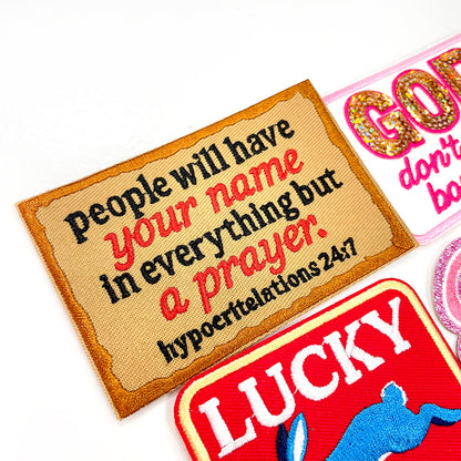 SUPERVALUECHOICE HCSEYSB000017 4Pcs Slogan Glitter Embroidered Iron On Patches Trendy Phrase Clothing DIY Decor Appliques
