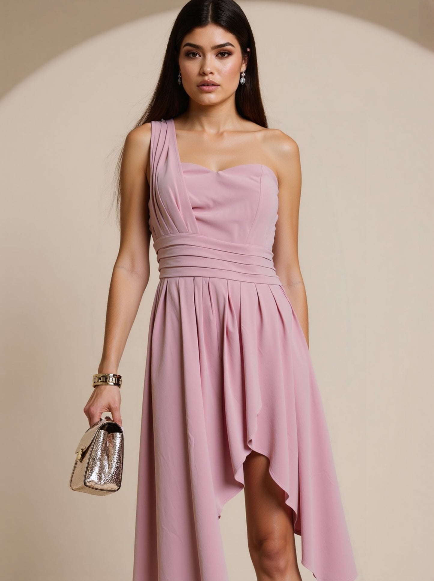 SVCD000129 Summer fashion temperament oblique shoulder high waist sleeveless long loose irregular evening dress