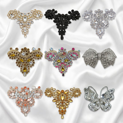 SUPERVALUECHOICE HCSEYD00042 Handmade Rhinestone Applique, Crystal Beaded Patch for Wedding Dress, Evening Gown, Costume DIY Sew On Embellishment