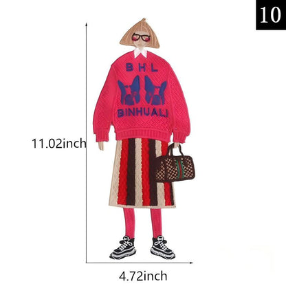 SUPERVALUECHOICE HCSEYSB00106 Stylish Cartoon Fashion Girl Embroidered Iron On Patches Clothing DIY Decor Appliques