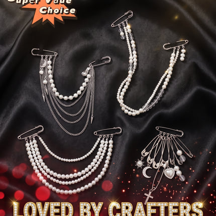 SUPERVALUECHOICE HCSESA00108 INS Fashion Elegant Multi-Layer Tassel Chain Design Brooch Decoration For Dress/Suit, Exaggerated Chain Bag Pendant
