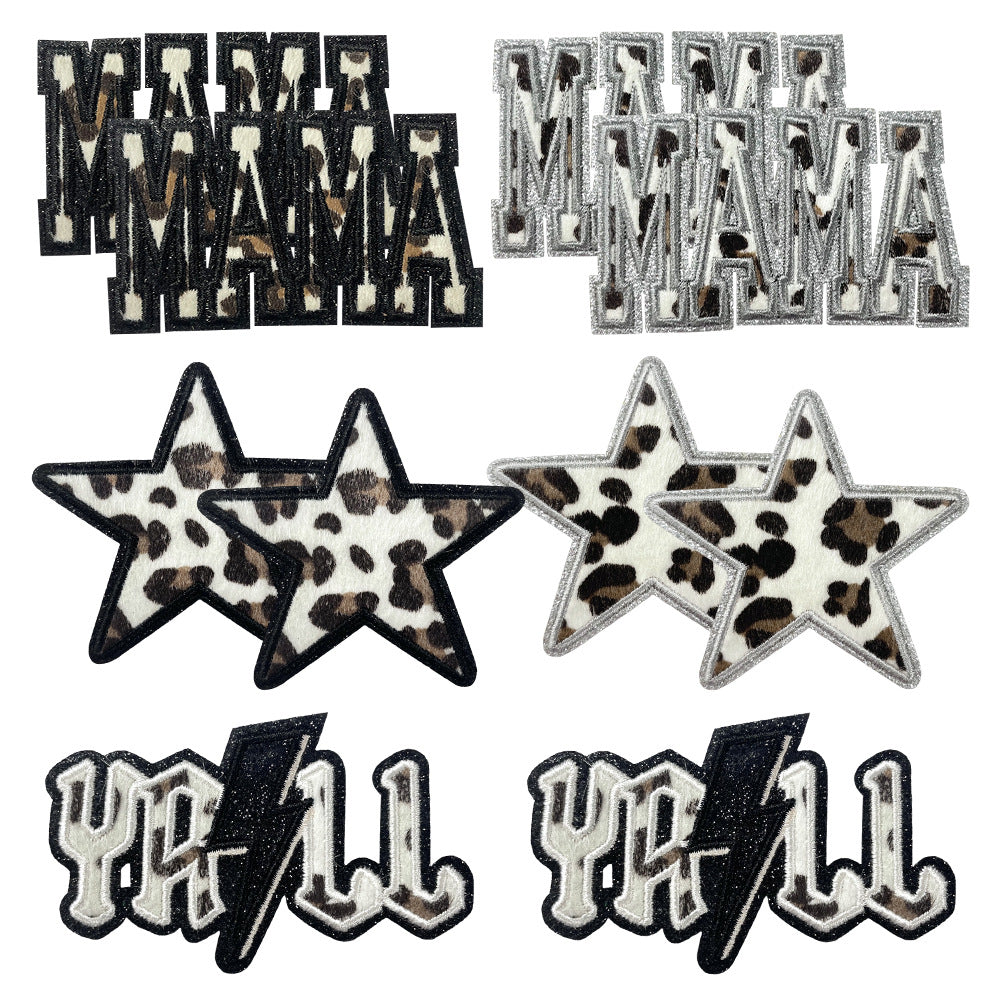 SUPERVALUECHOICE HCSEYSF00002 Assorted Western Leopard Pattern Word Star Lightning Embroidered Patch