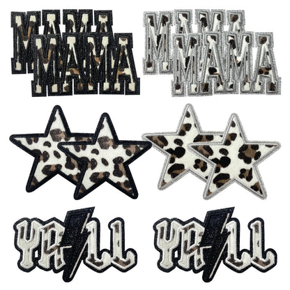 SUPERVALUECHOICE HCSEYSF00002 Assorted Western Leopard Pattern Word Star Lightning Embroidered Patch