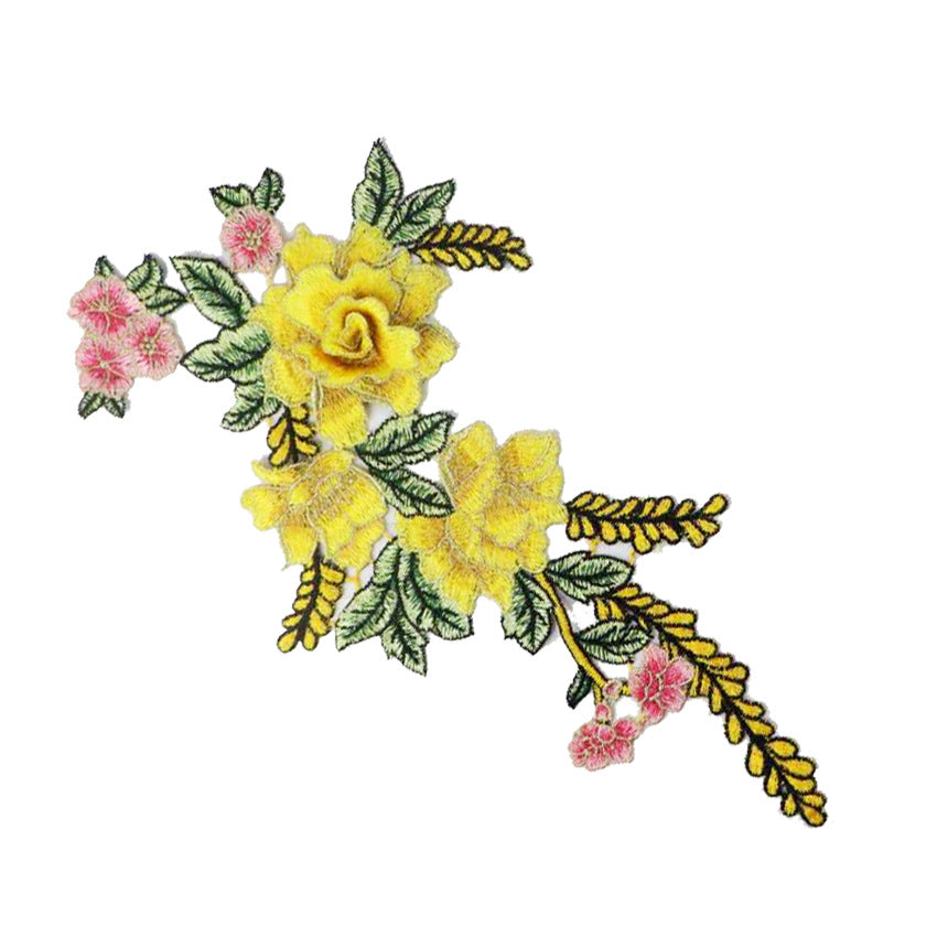 SUPERVALUECHOICE HCSEYB00080 Floral Embroidered Fabric Patches (With gold thread) 7.87'' X 14.96''
