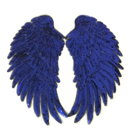 SUPERVALUECHOICE HCSEYC00027 Pair of Angel Wing Sequin Embroidered Clothing Patches H 5.12" × W 10.24" (Single Wing)