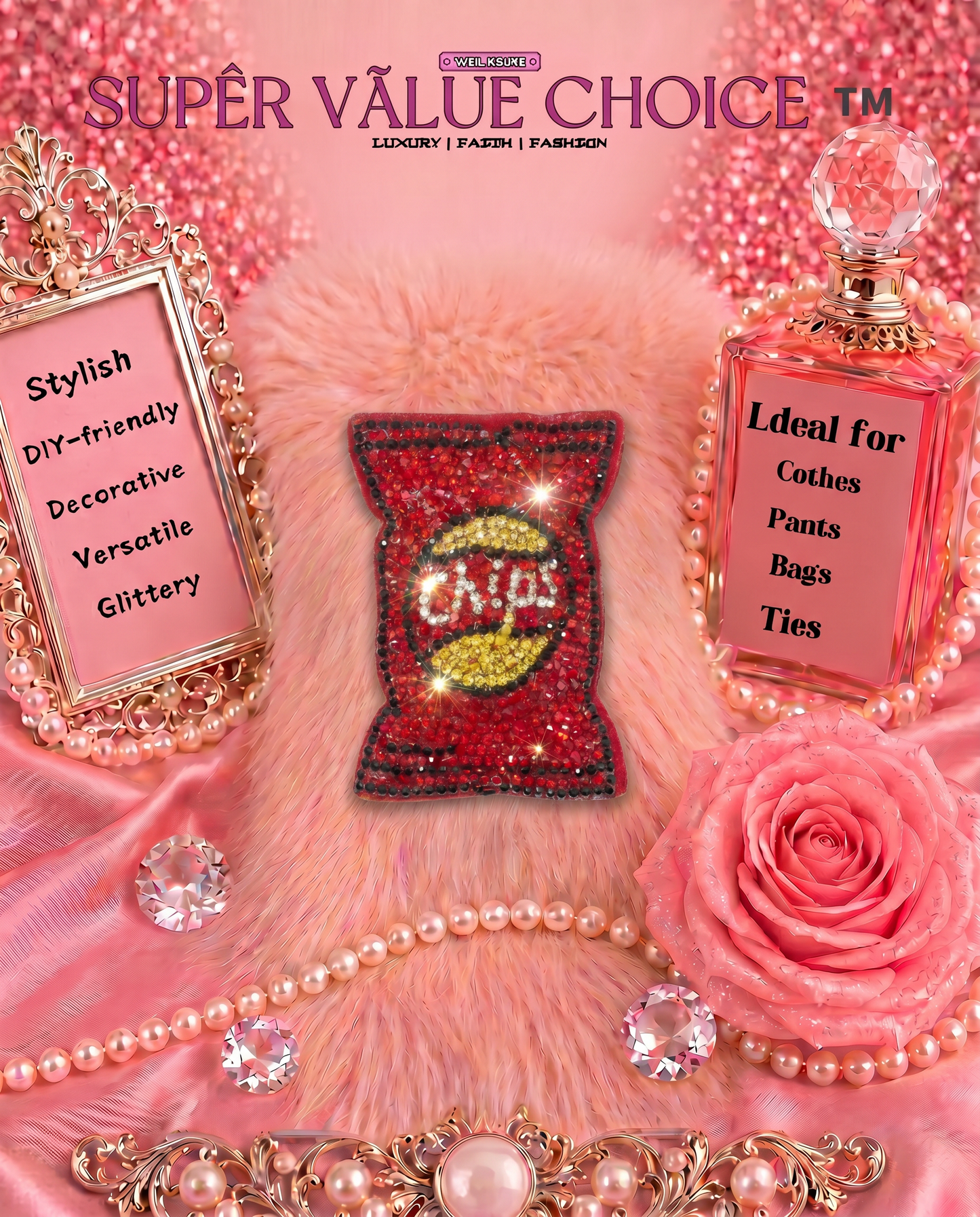 SUPERVALUECHOICE HCSESA00040 Crystal potato chip keychain & brooch