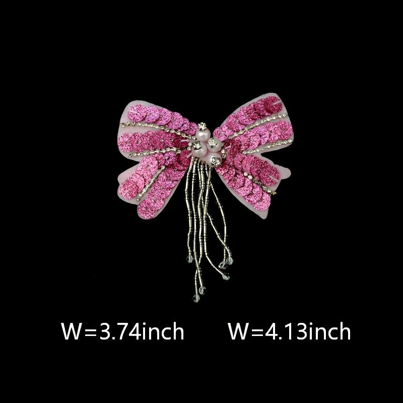 SUPERVALUECHOICE HCSEYD00021 Sequin Bow Tassel Rhinestone Beaded Patch Clothing Sew On Sparkle DIY Decor Appliques