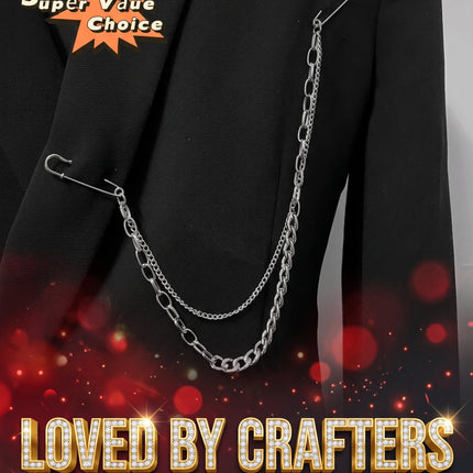 SUPERVALUECHOICE HCSESA00107 Double Pin Long Metal Chain Clip Brooch