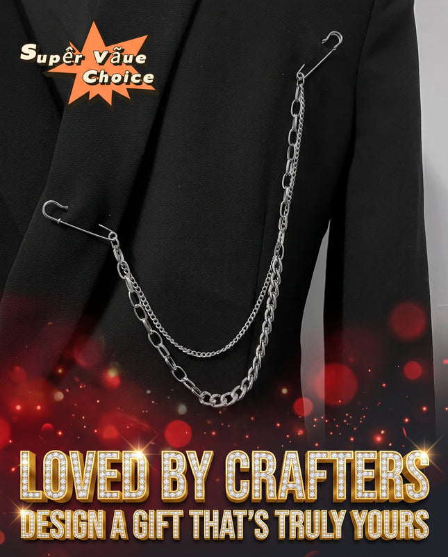 SUPERVALUECHOICE HCSESA00107 Double Pin Long Metal Chain Clip Brooch