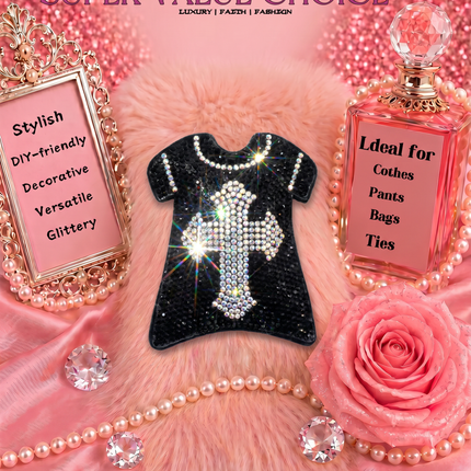 SUPERVALUECHOICE HCSESA00046 Sparkly Rhinestone Cross T-shirt Keychain & Brooch