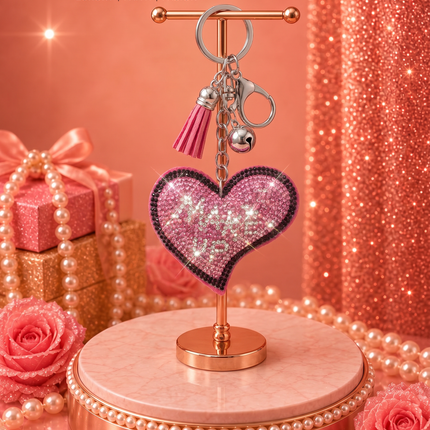 SUPERVALUECHOICE HCSESA00041 Crystal Pink Heart Keychain and Brooch Multifunctional Bag Charm