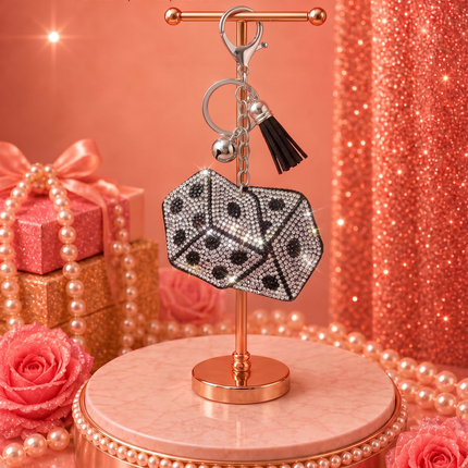 SUPERVALUECHOICE HCSESA00049 Crystal Dice Shape Keychain & Brooch