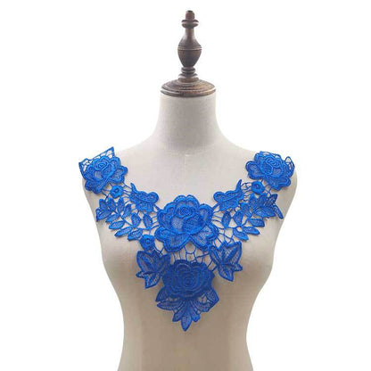 SUPERVALUECHOICE HCSEYB00091 Hollow Floral Guipure Lace Neck Applique Vibrant Color Rose Embroidery Collar Patch for Blouse Formal Wear Sew Decoration 12.59'' X 12.59''