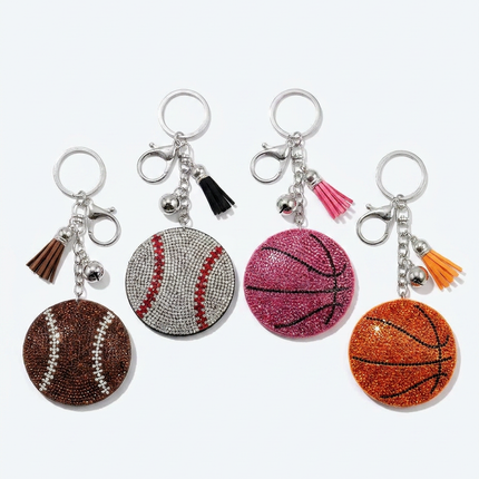 SUPERVALUECHOICE HCSESA00093 Fashion Sports Ball Rhinestone Keychain & Brooch