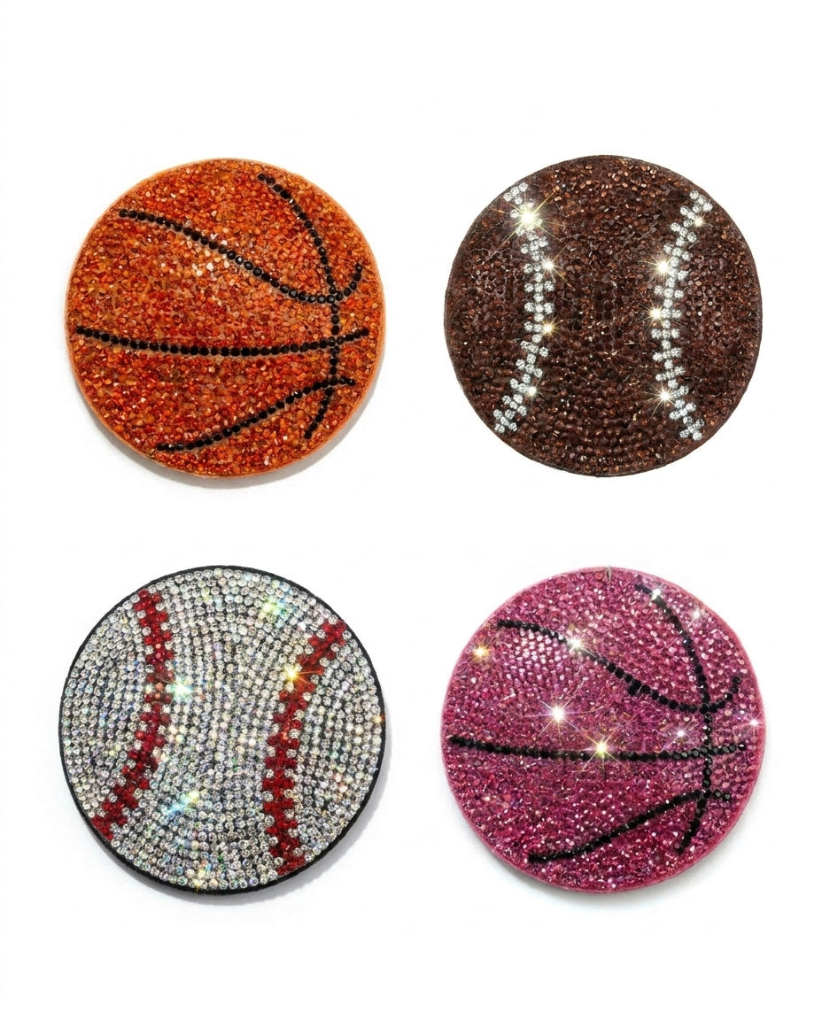 SUPERVALUECHOICE HCSESA00093 Fashion Sports Ball Rhinestone Keychain & Brooch