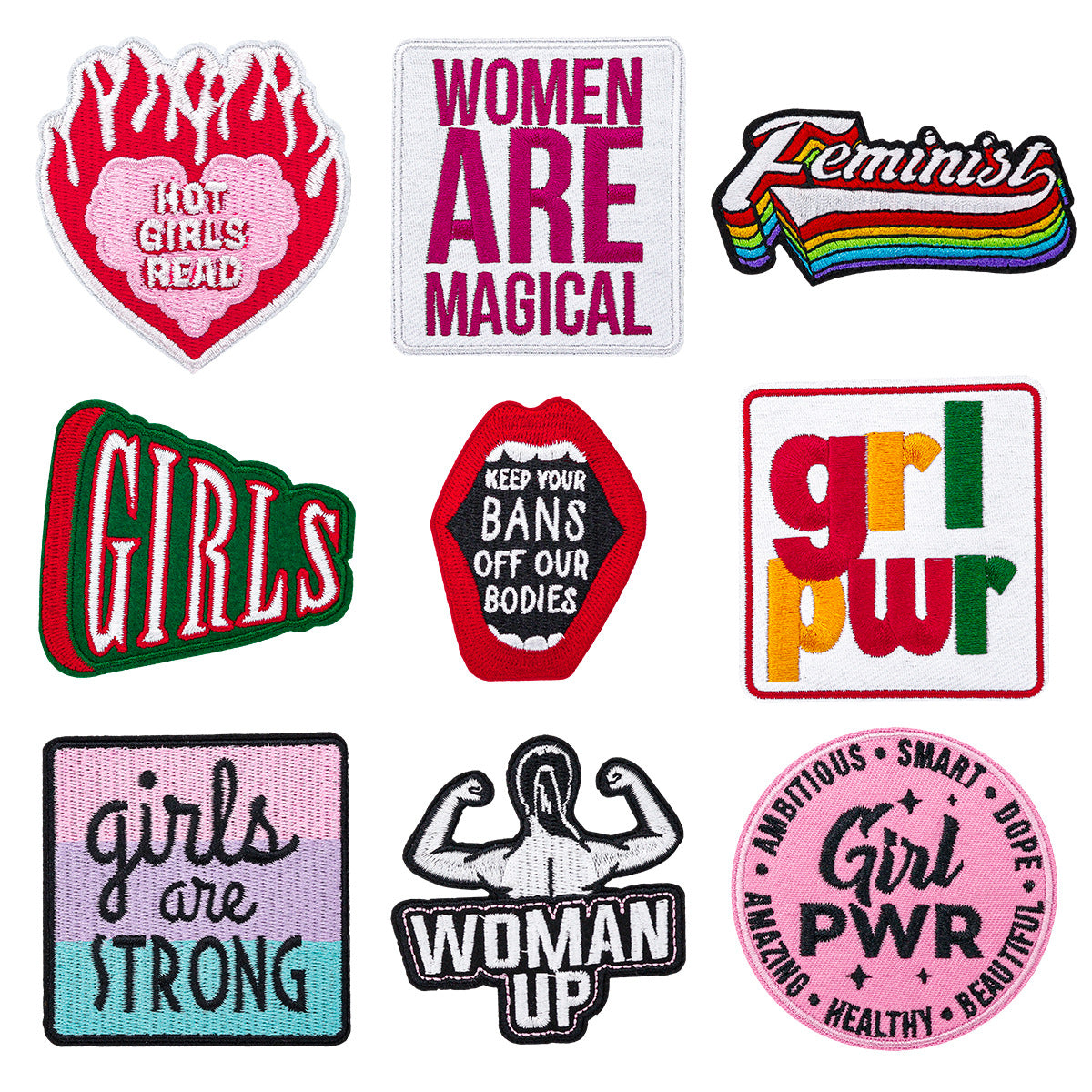 SUPERVALUECHOICE HCSEYSB00107 9Pcs Girl Power Feminist Slogan Embroidered Iron On Patches Clothing DIY Decor Appliques