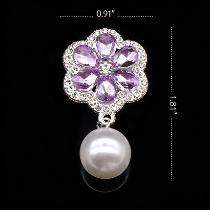 SUPERVALUECHOICE HCSESC00004 DIY Crafts Rhinestone Alloy Brooch Accessories Silver Flat Back 1.37*2.63inch Crystal Brooch Sparkling Crystal