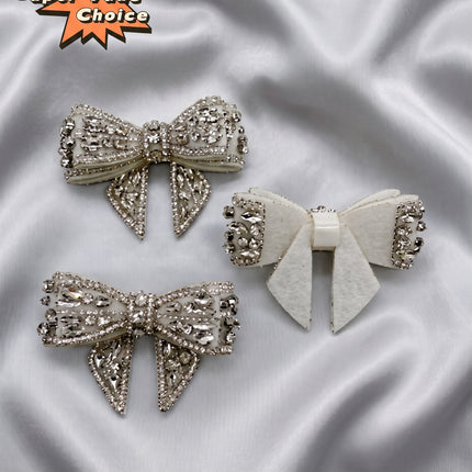 SUPERVALUECHOICE CHRISTMAS HCSEYD00053 Rhinestone Bows of DIY Project, clothing, bridal, Shoes and Accessories Rhinestone Appliques 3.54in× 2.56in