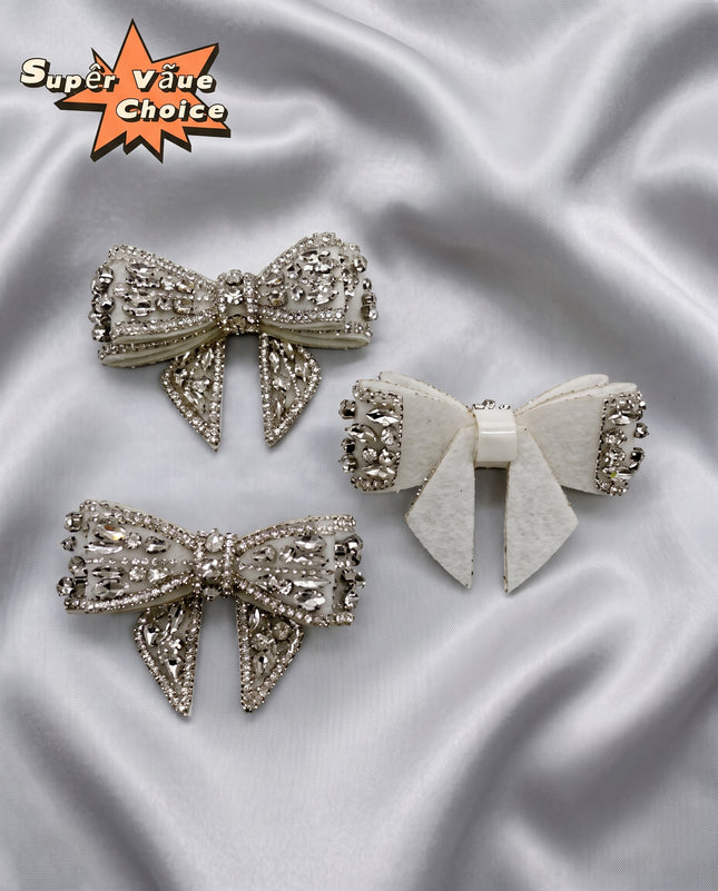 SUPERVALUECHOICE CHRISTMAS HCSEYD00053 Rhinestone Bows of DIY Project, clothing, bridal, Shoes and Accessories Rhinestone Appliques 3.54in× 2.56in