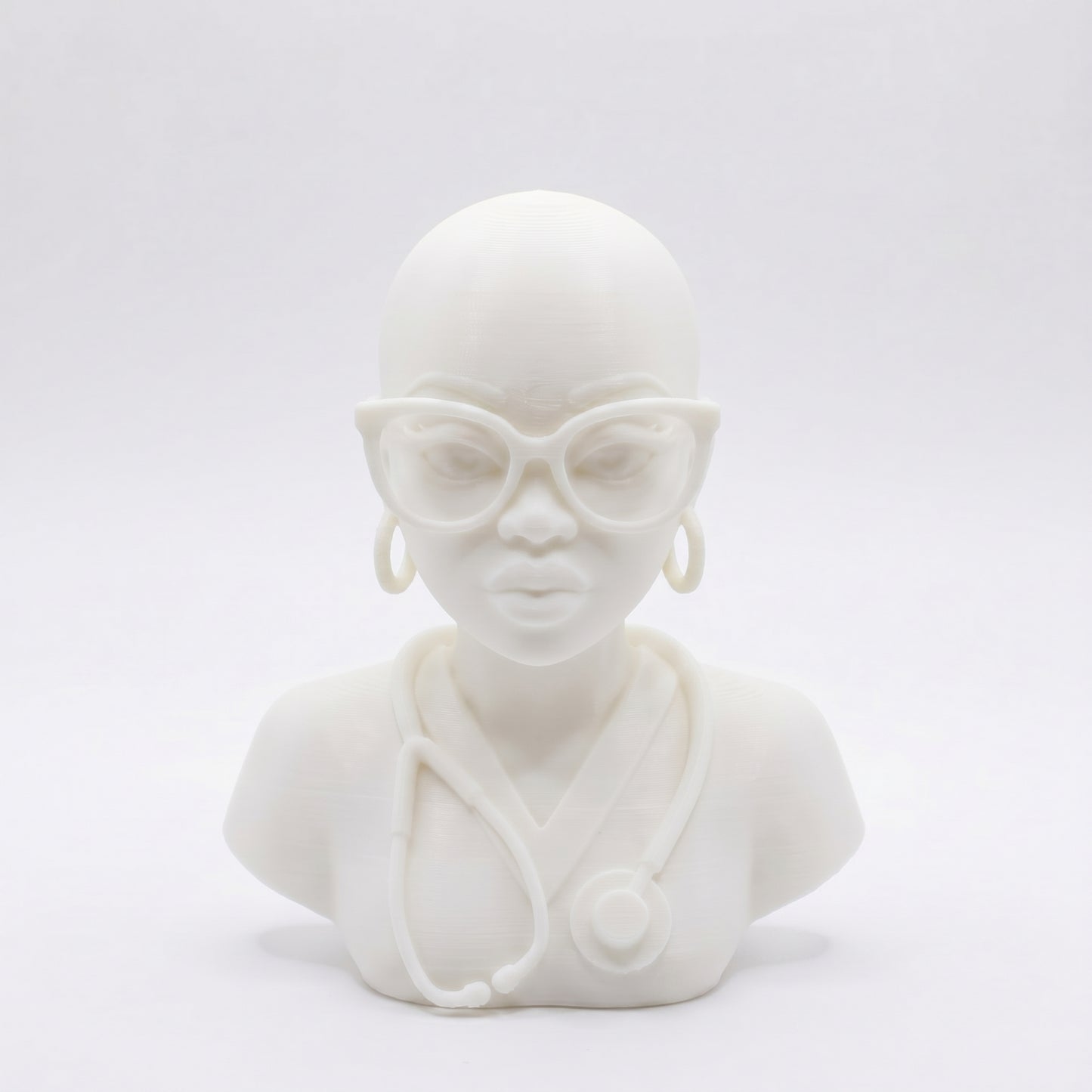 SUPERVALUECHOICE HCSEUA00072  Z-Unpainted Stethoscope Grey Scrubs African Medical Lady Resin Mold Base for Handmade DIY Jewelry Craft Supplies 2" × 2.7" × 0.5"